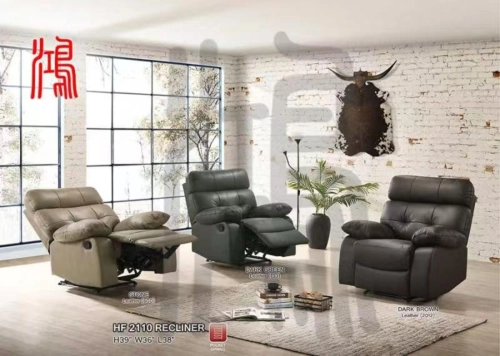 HF 2110 Genuine Cow Leather Single Seater Recliner 