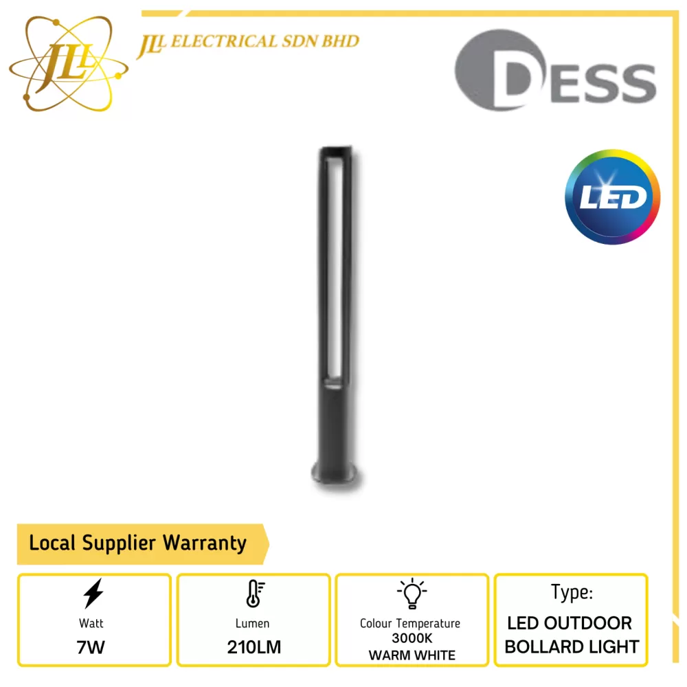 DESS GLESP-GL14403 7W 240VAC 210LM IP54 3000K WARM WHITE LED OUTDOOR BOLLARD LIGHT