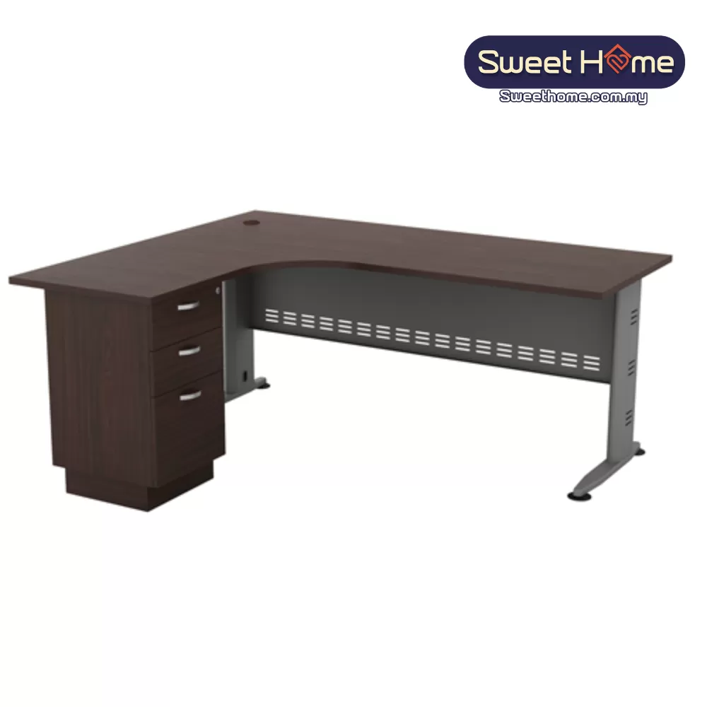 L-Shape Executive Table With Fixed Pedestal 2Drawer1Filling | Office Table Penang