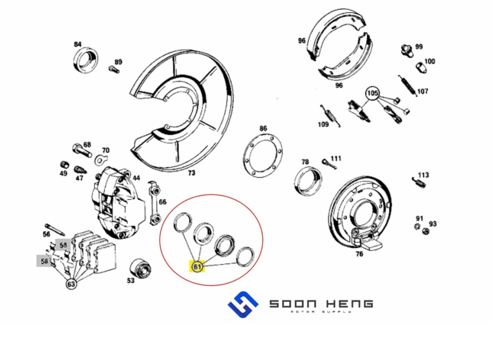 Mercedes-Benz W108, W109, W111, W112, W113 and W123 - Rear Brake Caliper Kit (BBR)