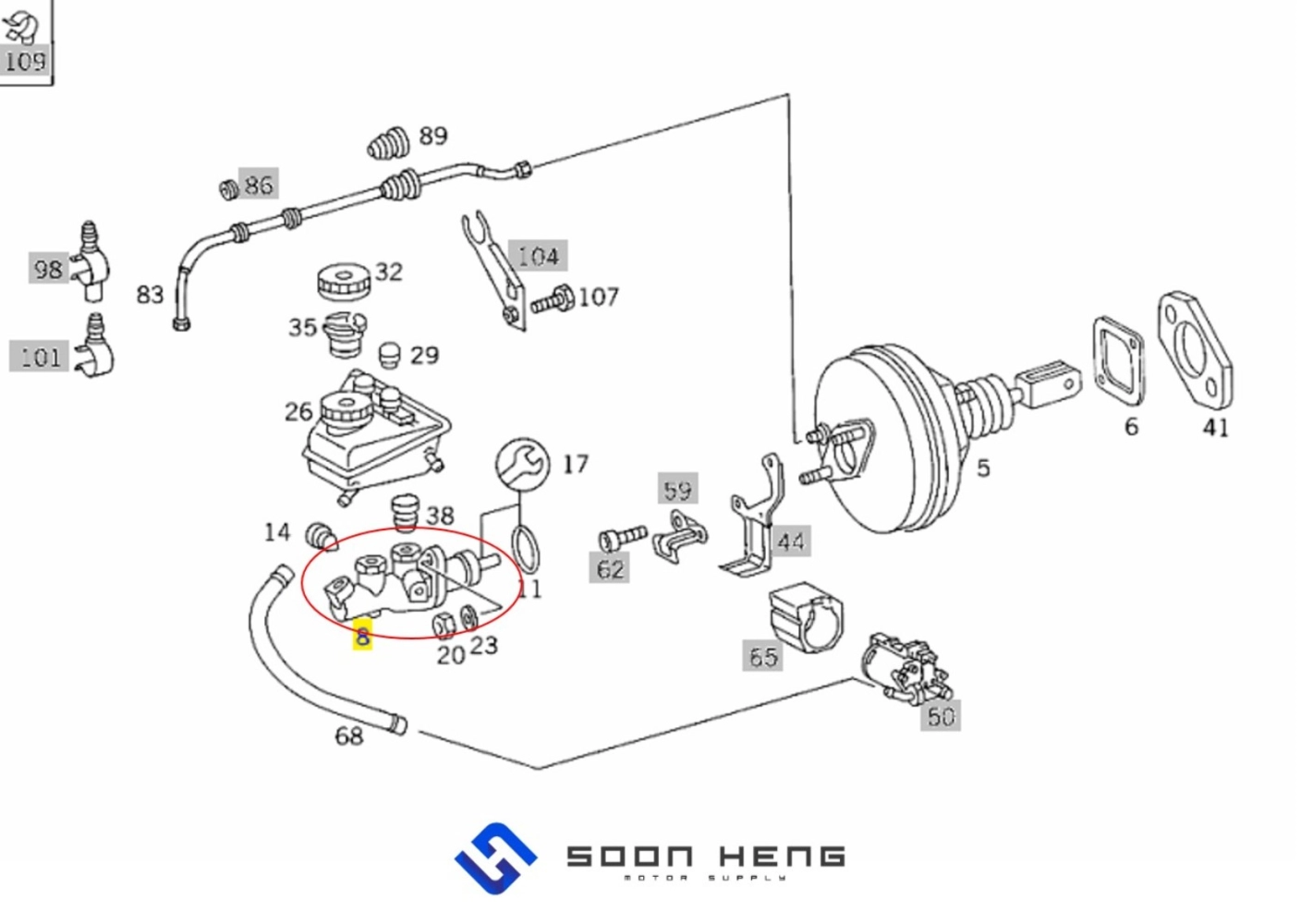 Mercedes-Benz W124, C124, S124, W201 and W202 - Brake Master Cylinder (FEBI)