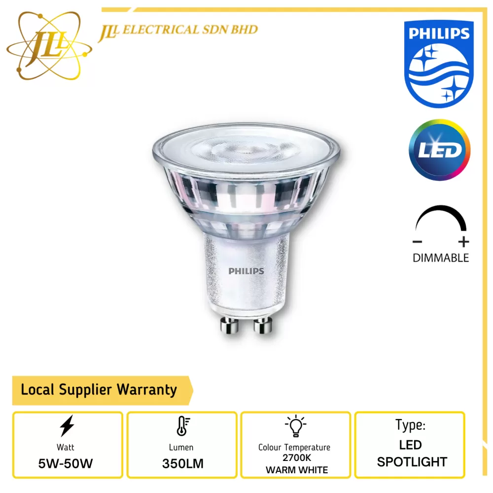 badminton genetisch In PHILIPS COREPRO 5W-50W 220-240V 350LM GU10 36D 2700K WARM WHITE DIMMABLE  LED SPOTLIGHT Kuala Lumpur (KL), Selangor, Malaysia Supplier, Supply,  Supplies, Distributor | JLL Electrical Sdn Bhd
