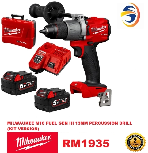 MILWAUKEE M18 FUEL GEN III 13MM PERCUSSION DRILL (KIT VERSION) - M18FPD2-502C