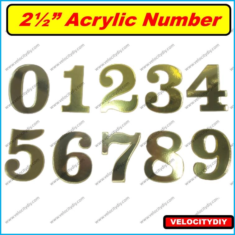 （门牌号码）2 1/2" Golden Acrylic Number Mailbox Signs Number Nombor Rumah Number Plate House Address Number