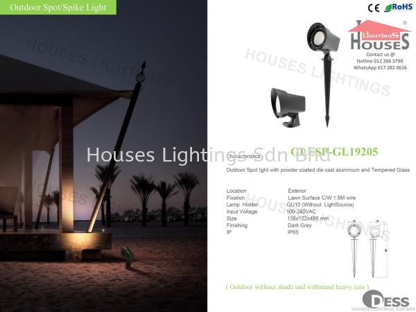 GLESP-GL19205-GU10 DESS - Outdoor Spot-Spike Light LED Spike & Buried Fitting Selangor, Malaysia, Kuala Lumpur (KL), Puchong Supplier, Suppliers, Supply, Supplies | Houses Lightings Sdn Bhd