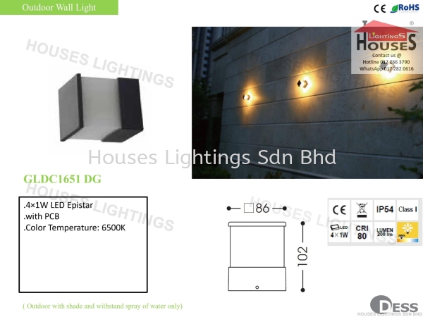 GLDC1651 DG DESS Outdoor Wall Light Wall Light Selangor, Malaysia, Kuala Lumpur (KL), Puchong Supplier, Suppliers, Supply, Supplies | Houses Lightings Sdn Bhd