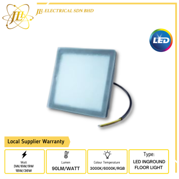 PENGUIN IGFL-SQ DC24V 90LM/WATT IP67 120D GREY SQUARE LED INGROUND FLOOR LIGHT [3W/6W/9W/18W/36W] [3000K/6000K/RGB]