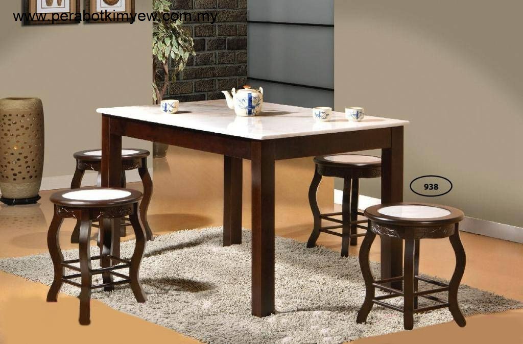 Kopitiam Mable Dining Table Set Square 4 Seats 4 Seater Marble