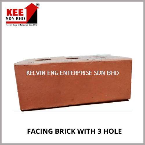 FACING BRICK WITH 3 HOLE KEE CLAY BRICK (COMMON BRICK-MT, FACING BRICK) CONCRETE PRODUCTS Melaka, Malaysia Cement Sank Brick, Cement Block, Precast Concrete  | Kelvin Eng Enterprise Sdn Bhd