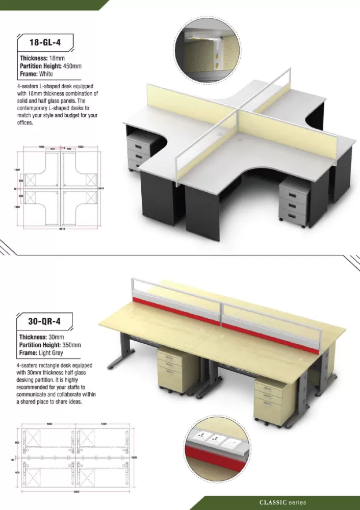 Classic Series Office System | Office Workstation Penang | Office Table Penang