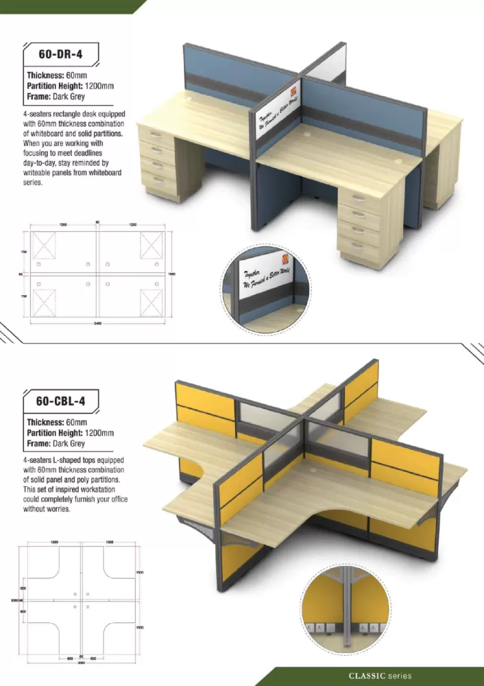 Classic Series Office System | Office Workstation Penang | Office Table Penang