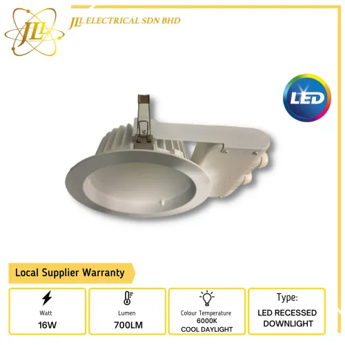 OPTILED ROUND D150 16W 200-240V 700LM IP20 6000K COOL DAYLIGHT HORIZONTAL LED RECESSED DOWNLIGHT 