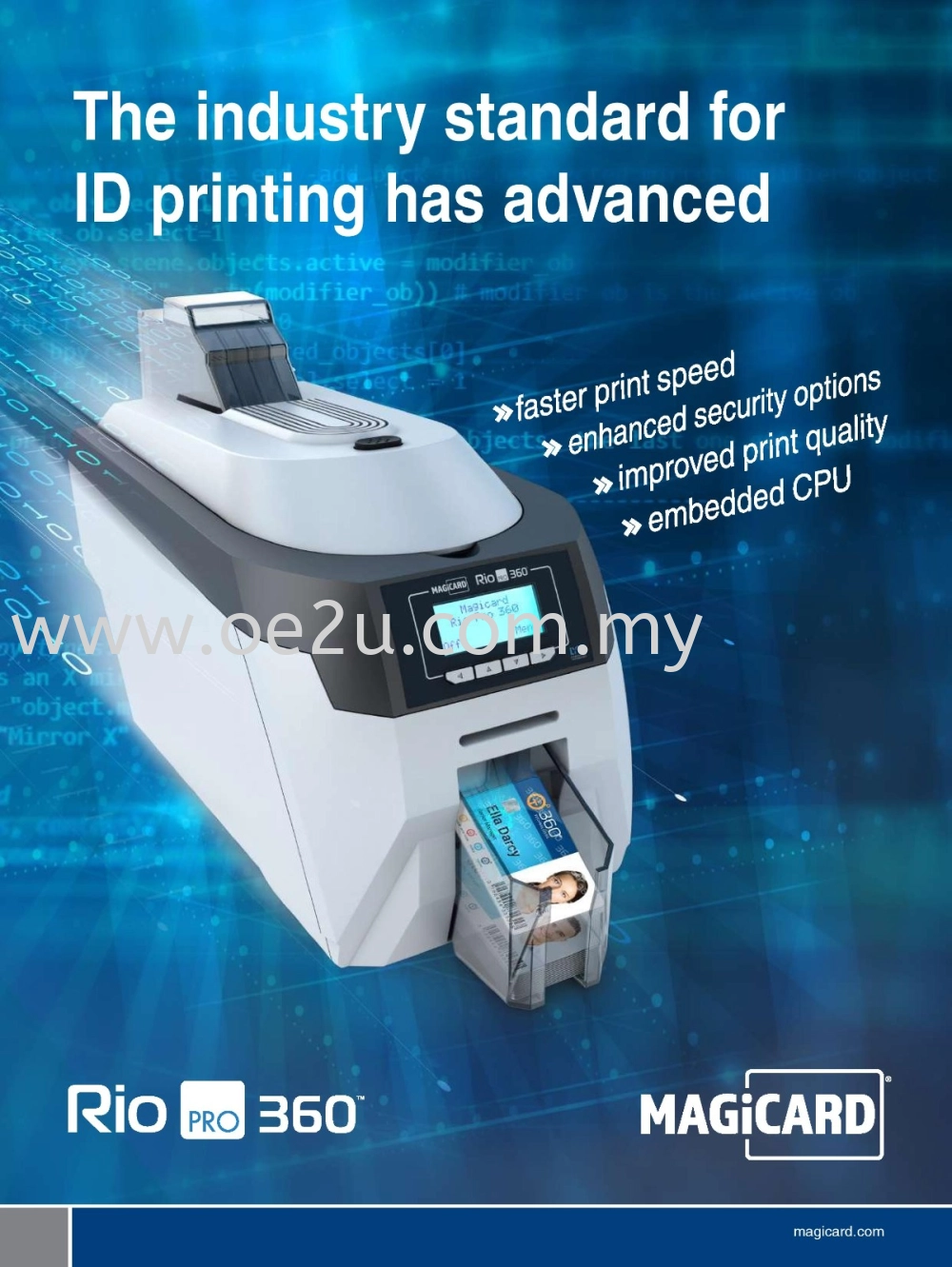 MAGiCARD Rio Pro 360 ID Card Printer (Card Feeder Capacity: 100 Cards, Printing Speed: 36 sec/card - 125 cards/hour)