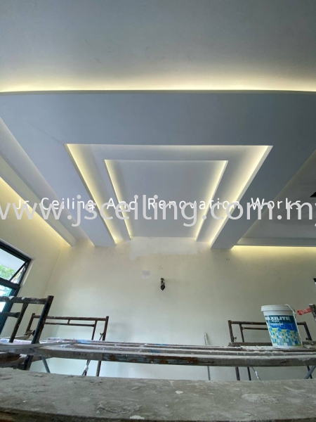 Cornice Ceiling Special Design di Js Ceiling ,Install Downlight V Wiring sekali .. Cornice Ceiling Design Raintree Iris Park KulaiJaya Johor Bahru (JB) Design, Supply, Supplier | JS Ceiling and Renovation Works