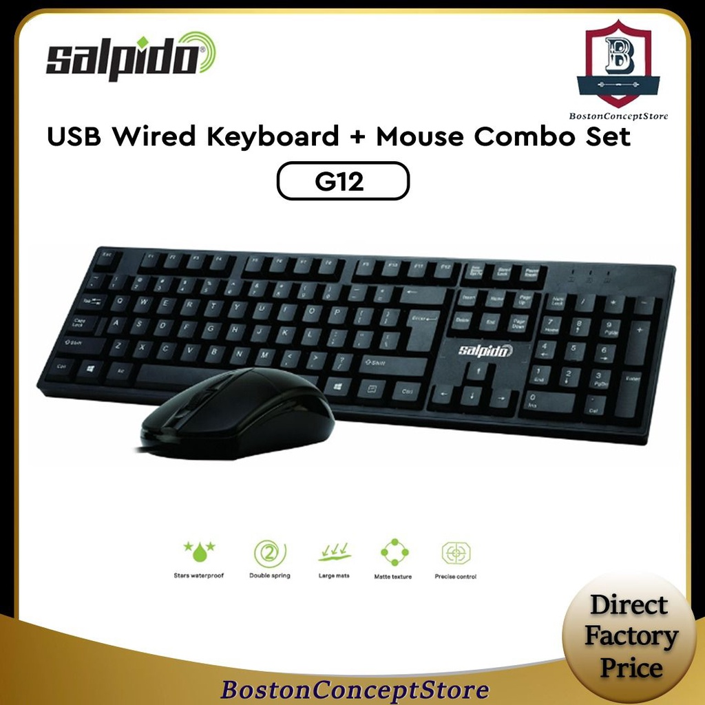 Salpido G12 Office USB Wired Keyboard + Mouse Combo Set Keyboard Mouse Set