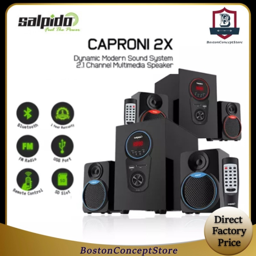 Salpido Caproni 2X Dynamic Modern Sound System 2.1 Channel Multimedia Speaker With Bluetooh / FM / USB Slot / SD Slot