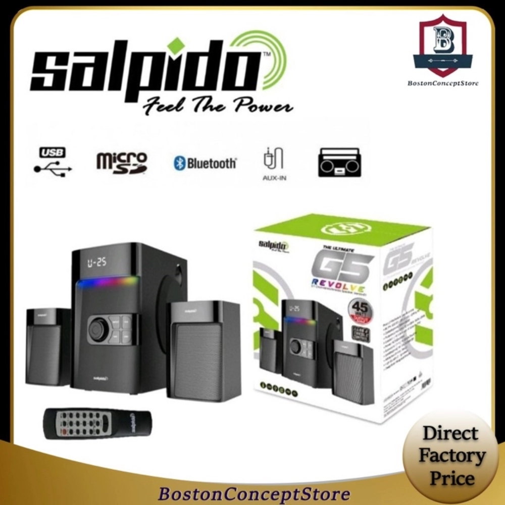 Salpido G5 REVOLVE 2.1 Channel Multimedia Speaker with Bluetooth / FM Radio / USB / SD Slot / Aux Input & Remote Control