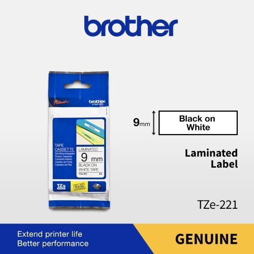 TZE-221 BLACK ON WHITE TZE LAMINATED TAPE Brother Labeller Thermal Transfer Printing Penang, Malaysia, KL, Selangor Supplier, Suppliers, Supply, Supplies | Fenzy Industrial Supplies Sdn Bhd