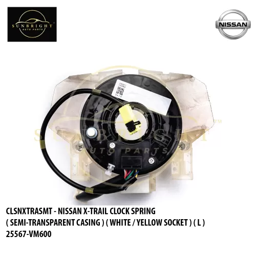 CLSNXTRASMT - NISSAN X-TRAIL CLOCK SPRING ( SEMI-TRANSPARENT CASING ) ( WHITE / YELLOW SOCKET ) ( L ) 25567-VM600