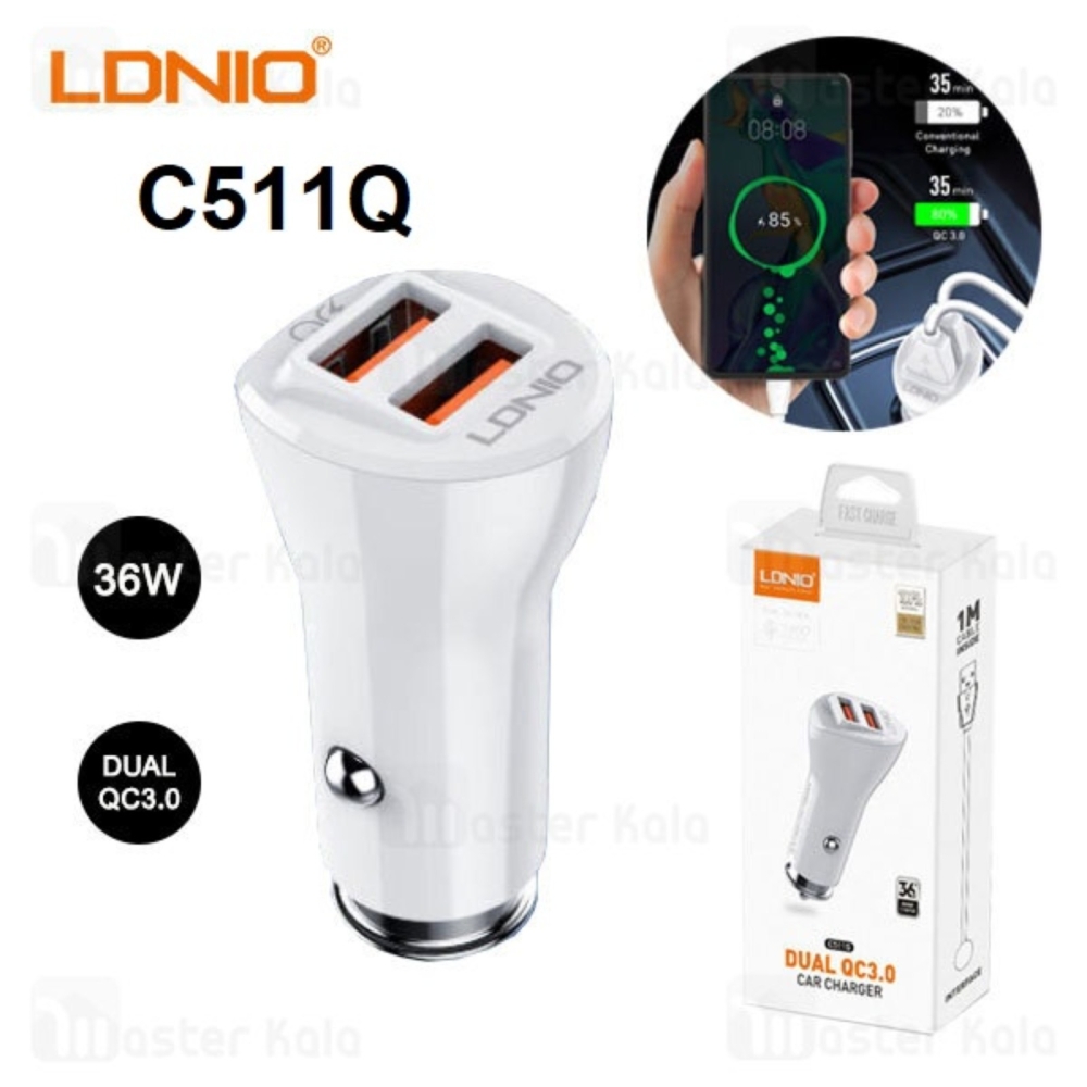  LDNIO C511Q Qualcomm 3.0 Fast Car Charger Charging  Dual QC 3.0 USB Port with Micro Usb Cable Fast Car Charger