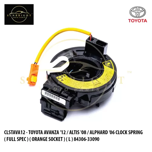 CLSTAVA12 - TOYOTA AVANZA '12 / ALTIS '08 / ALPHARD '06 CLOCK SPRING ( FULL SPEC ) ( ORANGE SOCKET ) ( L ) 84306-33090