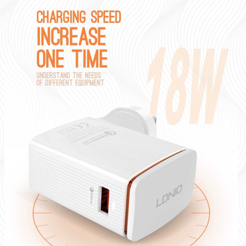 LDNIO A1301Q 3A Quick Charge 3.0 Qualcomm Auto ID Fast Charging USB Charger 1USB