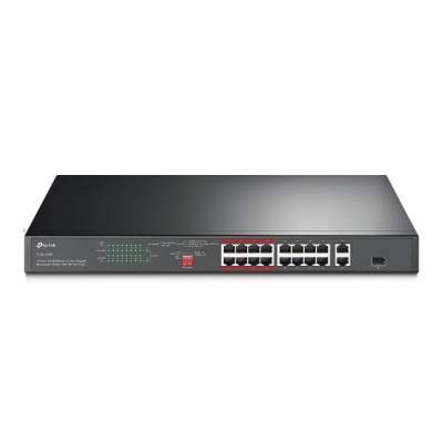 TL-SL1218P.TPLink 16-Port 10/100 Mbps + 2-Port Gigabit Rackmount Switch with 16-Port PoE+