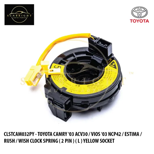 CLSTCAM032PY - TOYOTA CAMRY '03 ACV30 / VIOS '03 NCP42 / ESTIMA / RUSH / WISH CLOCK SPRING ( 2 PIN ) ( L ) YELLOW SOCKET