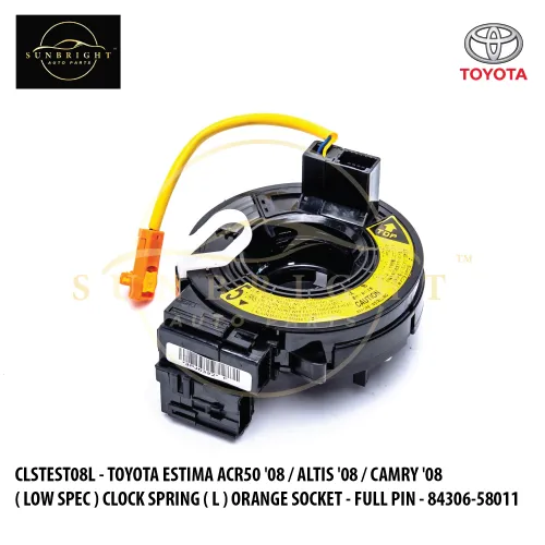 CLSTEST08L - TOYOTA ESTIMA ACR50 '08 / ALTIS '08 / CAMRY '08 ( LOW SPEC ) CLOCK SPRING ( L ) ORANGE SOCKET - FULL PIN - 84306-58011