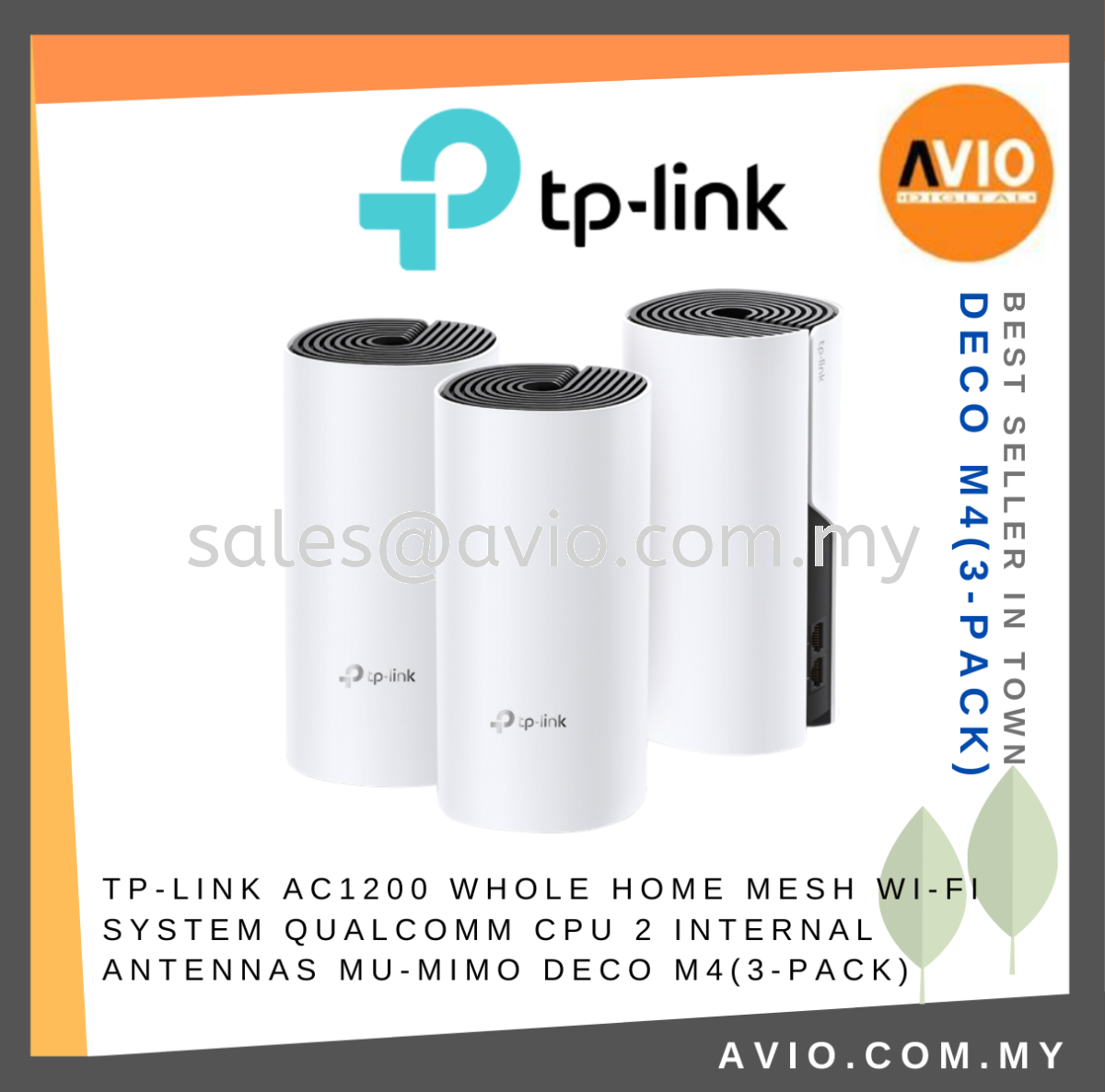 TP-LINK Tplink 3pcs Deco M4 AC1200 Whole Full Home Mesh Wifi System  Coverage 5500 Sq