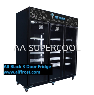 All Black 3 Door Display Refrigerator