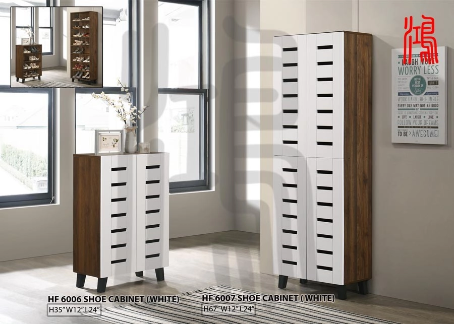 HF 6006 - 2 Doors Shoe Cabinet & HF 6007 - 4 Doors Shoe Cabinet (White) 