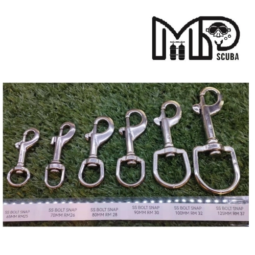 Scuba Diving Bolt Snap Stainless Steel 316 Swivel Bolt Snap Clip 65 / 70 / 80 / 90 / 100 / 125 mm