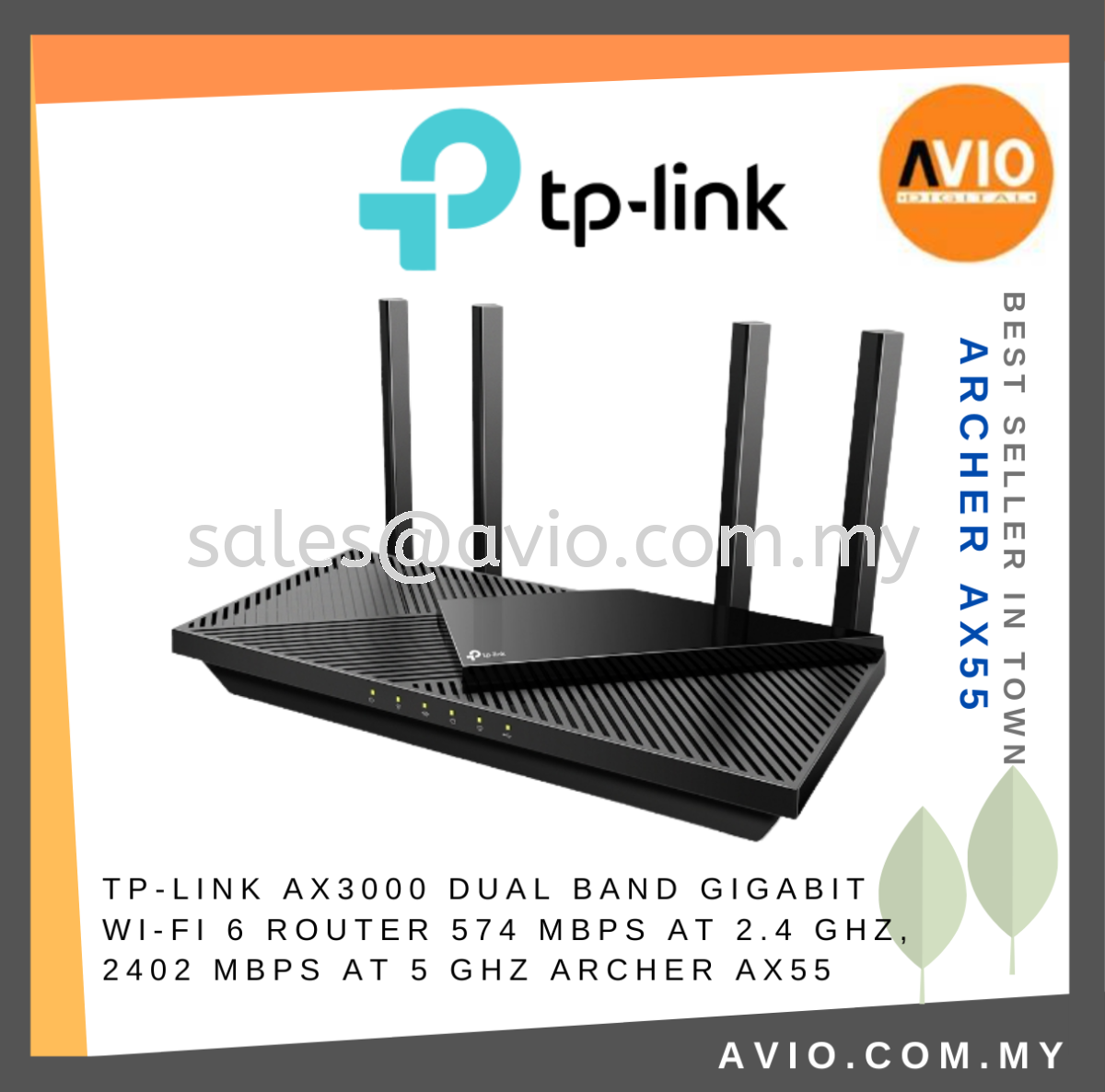 TP-LINK Tplink Archer AX55 AX3000 Powerful High Speed Dual Band 2.4GHz 5GHz  Gigabit Wifi