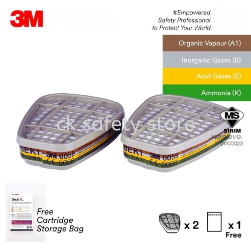 3M 6059 (CE/ SIRIM) Multi Gas Cartridge/ ABEK1 Filter/ 6006 Discontinued 