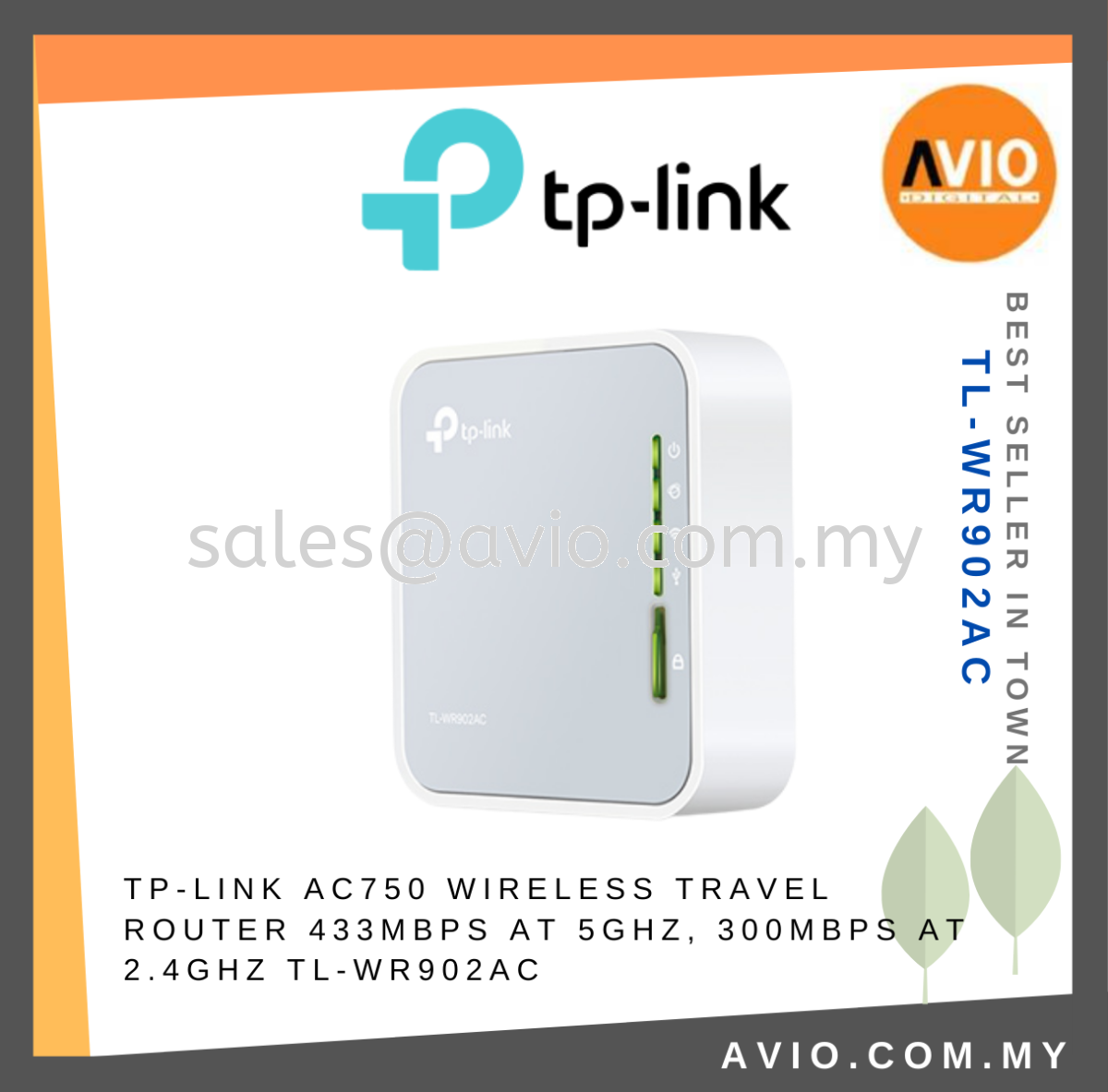TP-LINK Tplink AC750 Wireless Travel Router Hotspot Mode Dual Band 2.4GHz  5GHz 3 Antennas