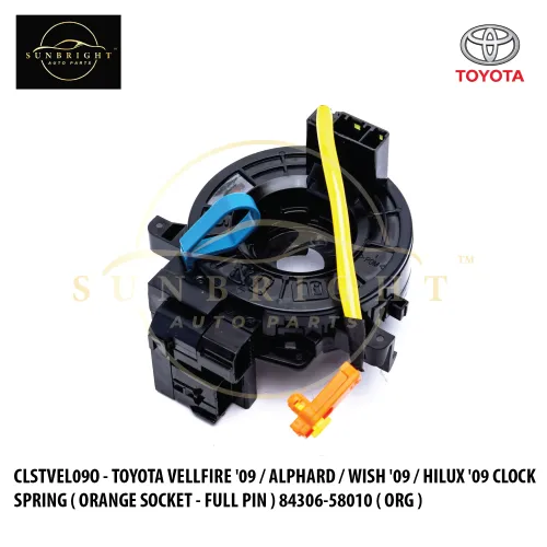 CLSTVEL09O - TOYOTA VELLFIRE '09 / ALPHARD / WISH '09 / HILUX '09 CLOCK SPRING ( ORANGE SOCKET - FULL PIN ) 84306-58010 ( ORG )