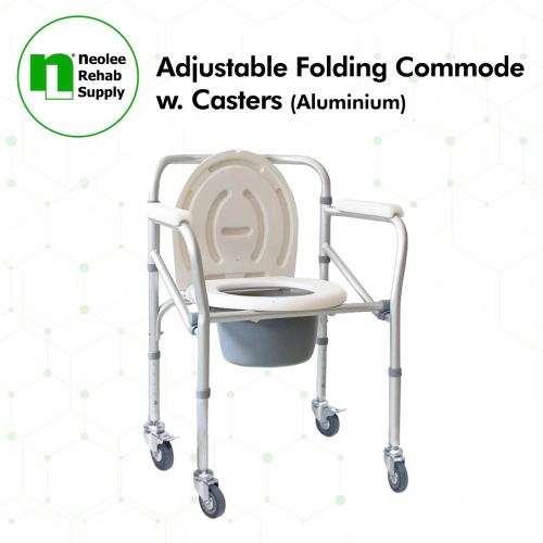 NL696L Adjustable Folding Commode w. Casters (Aluminium)