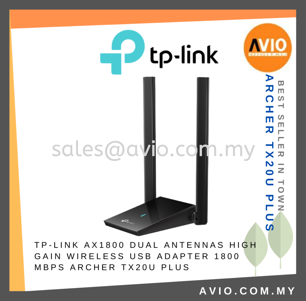 Archer TX20U Plus, Adaptador USB Wi-Fi 6 con 2 antenas AX1800