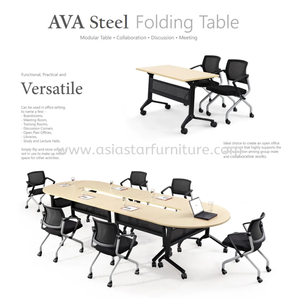 AVA 4 FEET MOVEABLE FOLDING TRAINING | SEMINAR TABLE C/W STEEL MODESTY PANEL