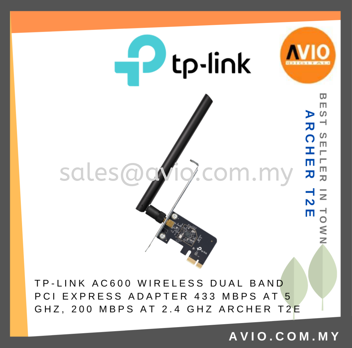 TP-LINK Tplink Archer T2E AC600 Wireless Dual Band 2.4GHz 5GHz Speed MU  MIMO PCIe