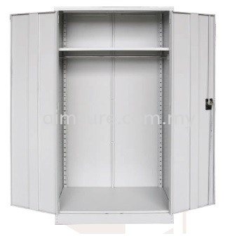 Full height wardrobe with steel swinging door with 1 hanging rod