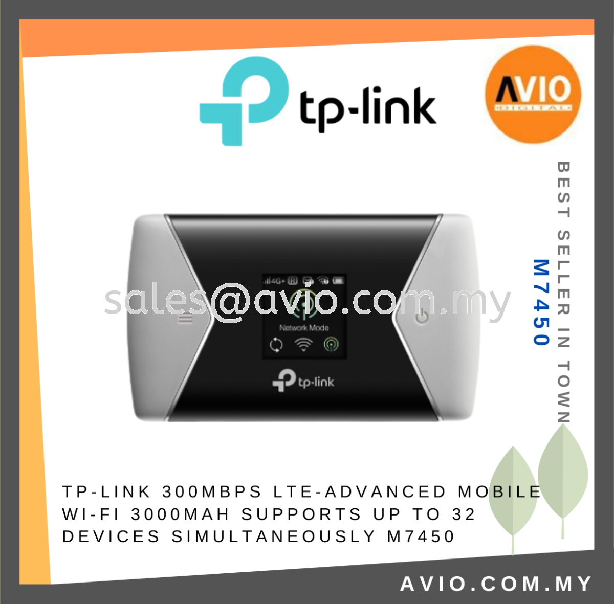 TP-LINK Tplink M7450 Dual Band 300Mbps LTE Advanced Mobile Wifi 3000mAH  Support 32 Device Micro
