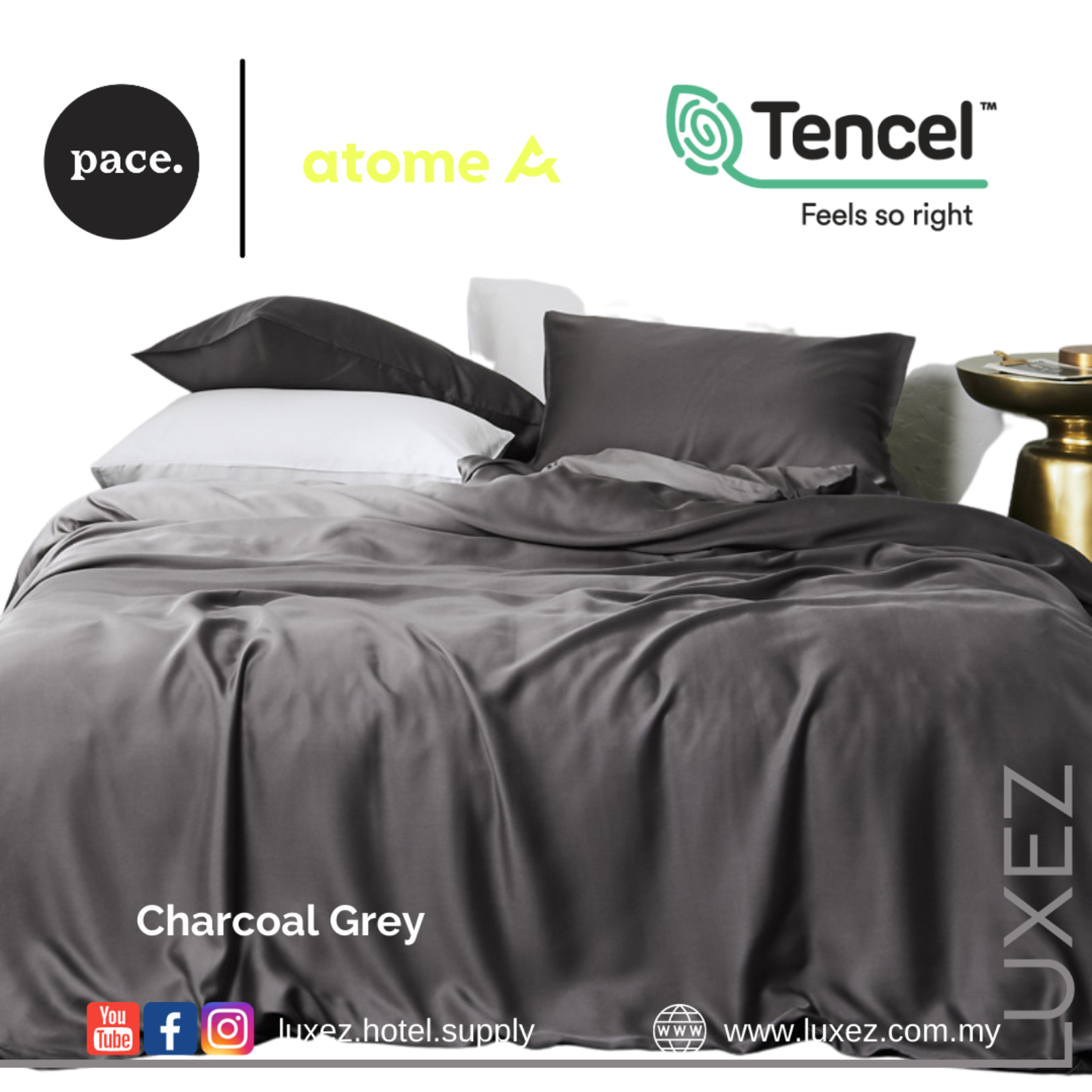 Luxez 100% TENCEL™ Full Bed Set - Charcoal Grey