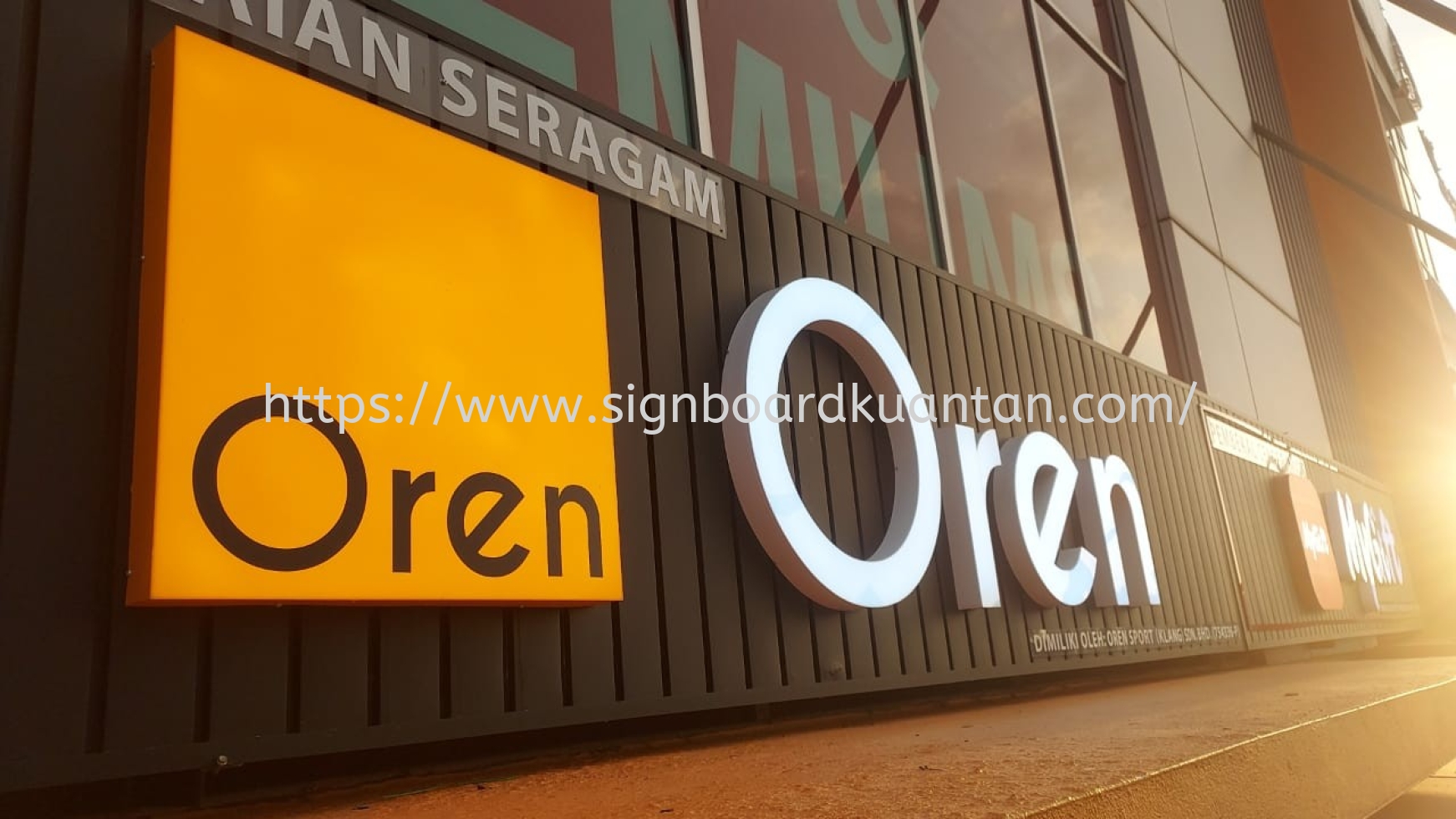 OREN ALUMINIUM PANEL 3D LED BOX UP SIGNAGE AT PAHANG