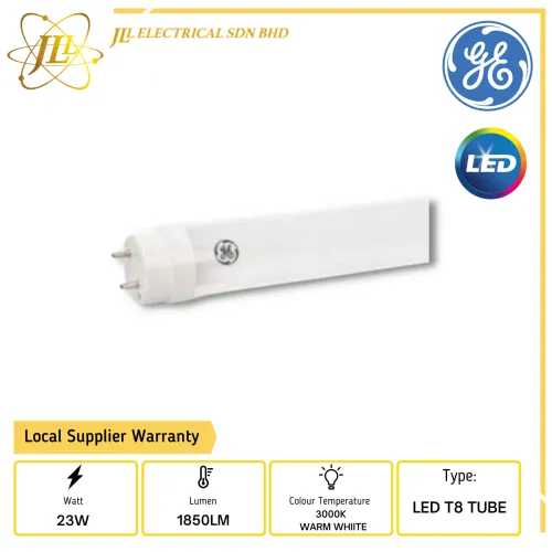 GE 16247E 23W 1850LM 220-240V 830 3000K WARM WHITE 4FEET LED T8 TUBE