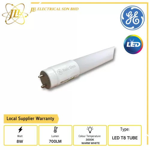 GE 43441MY 8W 700LM 220-240V 830 3000K WARM WHITE 2FEET LED T8 TUBE