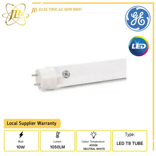 GE 92836E 10W 1050LM 220-240V 840 4000K NEUTRAL WHITE 2FEET LED T8 TUBE