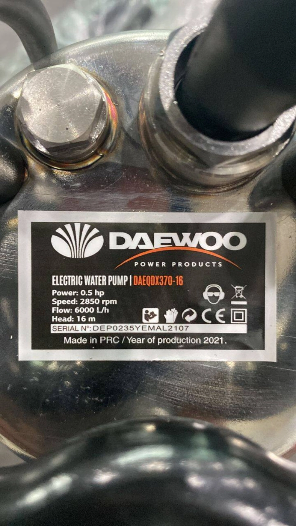 DAEWOO 1" X 0.5HP / 240V SUBMERSIBLE PUMP (MANUAL/AUTO) - DAEQDX370-16 / DAEQDX370-16F