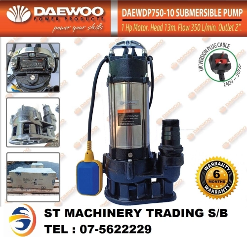 DAEWOO 2" X 1HP / 240V SUBMERSIBLE PUMP (MANUAL/AUTO) - DAEWQP750-10 / DAEWQP750-10F